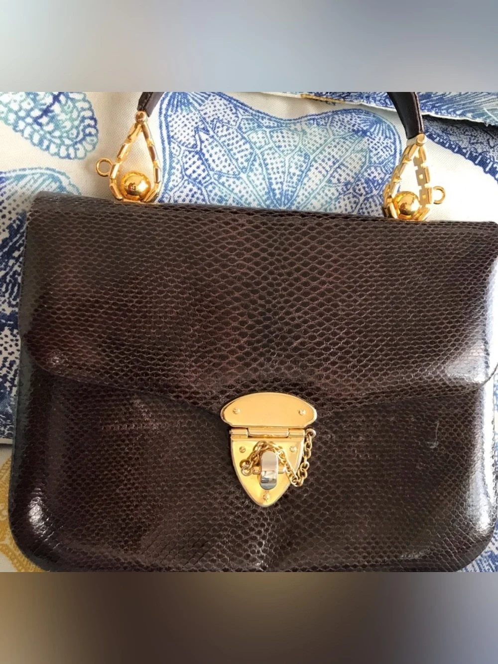Fineness de Model brown Leather Top-Handle Bag with Gold Hardware